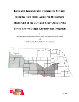 Estimated Groundwater Discharge to Streams from the High Plains
