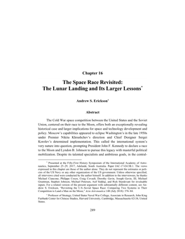 The Space Race Revisited: the Lunar Landing and Its Larger Lessons*