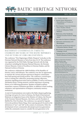Baltic Heritage Network Newsletter 2018, No.3