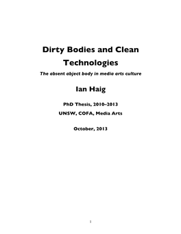 Dirty Bodies and Clean Technologies the Absent Abject Body in Media Arts Culture