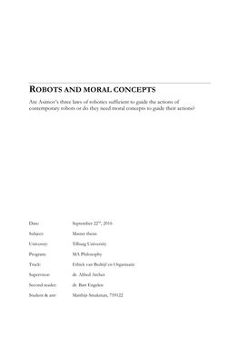 Robots and Moral Concepts