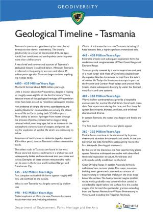 Geological Timeline - Tasmania
