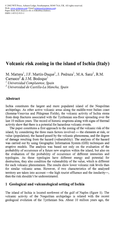 Volcanic Risk Zoning in the Island of Ischia (Italy)