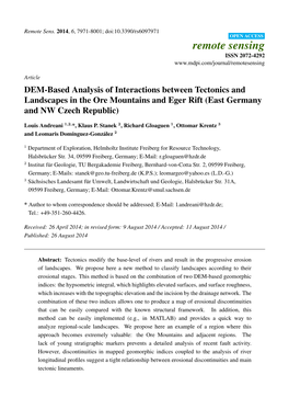 DEM-Based Analysis of Interactions Between Tectonics and Landscapes in the Ore Mountains and Eger Rift (East Germany and NW Czech Republic)