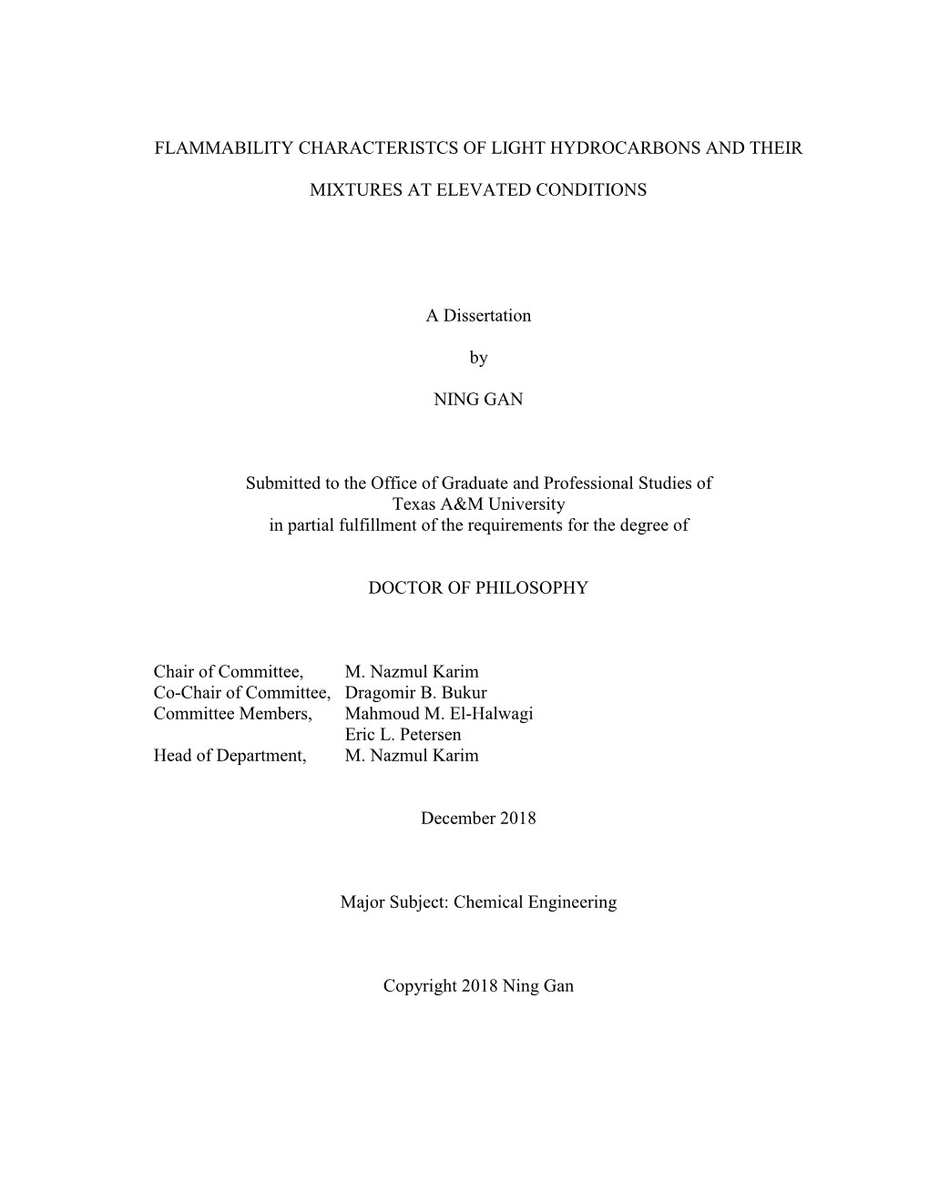 Flammability Characteristcs of Light Hydrocarbons and Their