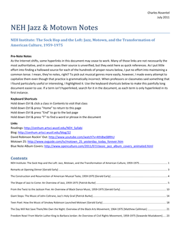 NEH Jazz & Motown Notes