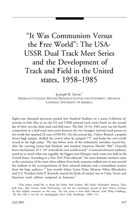It Was Communism Versus the Free World”: the USA- USSR Dual Track Meet Series and the Development of Track and Field in the United States, 1958–1985