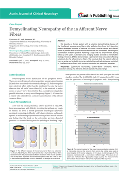 Demyelinating Neuropathy of the 1A Afferent Nerve Fibers