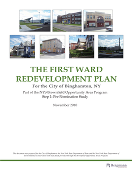 THE FIRST WARD REDEVELOPMENT PLAN for the City of Binghamton, NY Part of the NYS Brownfield Opportunity Area Program Step 1: Pre-Nomination Study