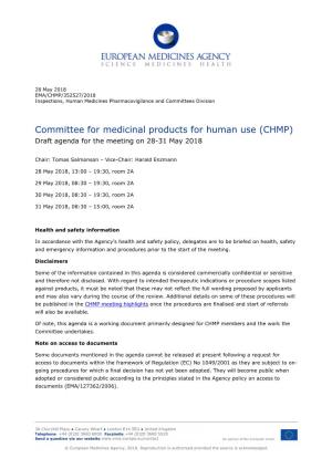 (CHMP) Draft Agenda for the Meeting on 28-31 May 2018