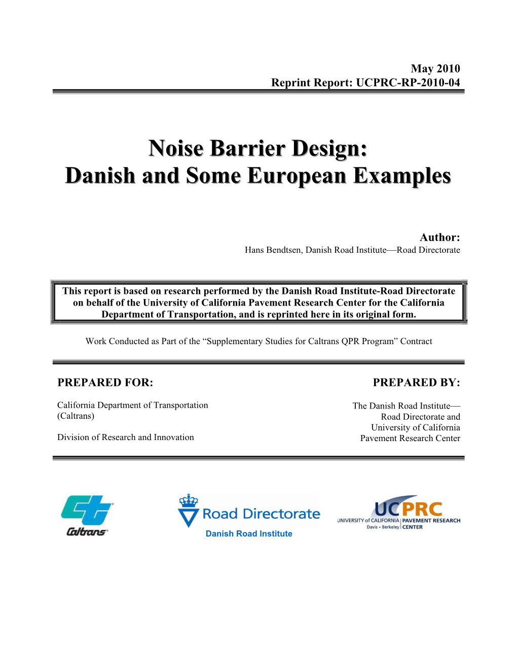 Noise Barrier Design: Danish and Some European Examples