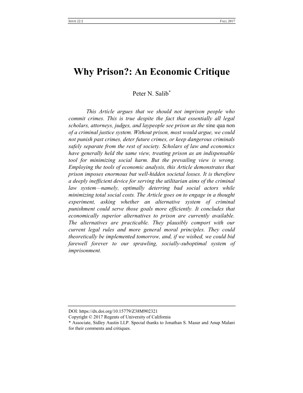 An Economic Critique