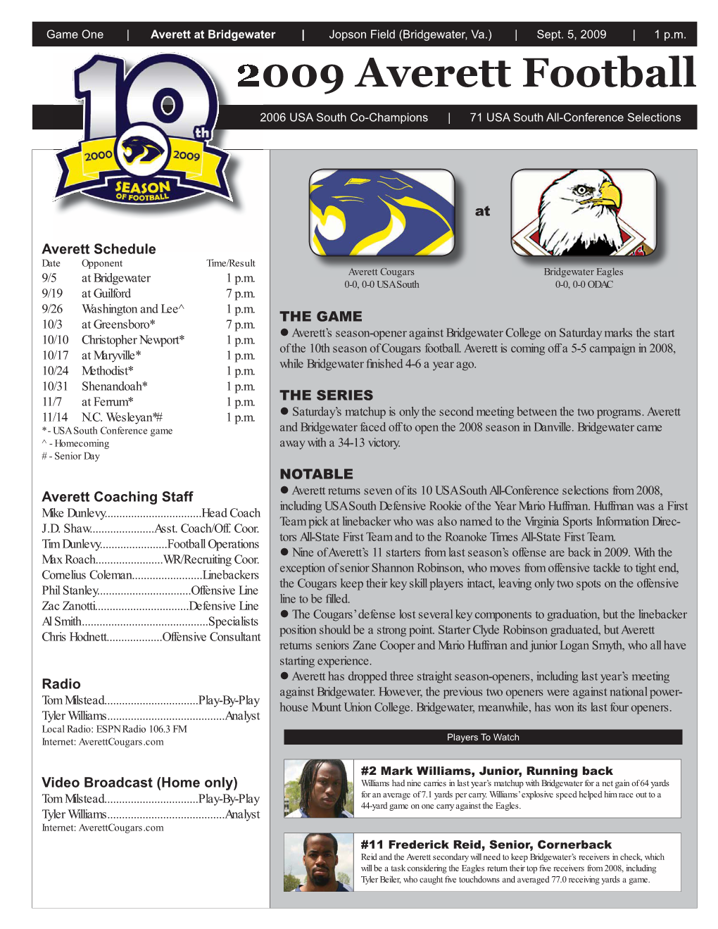 Football Game Notes 2009.Indd