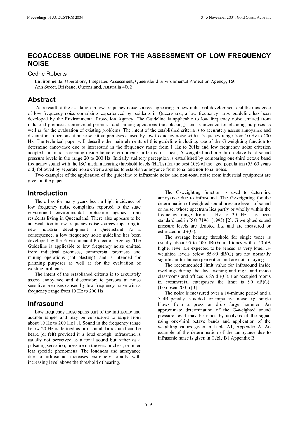 Ecoaccess Guideline for the Assessment of Low Frequency Noise