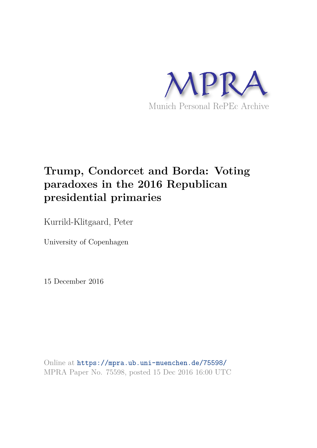 Trump, Condorcet and Borda: Voting Paradoxes in the 2016 Republican Presidential Primaries