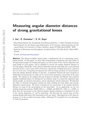 Measuring Angular Diameter Distances of Strong Gravitational Lenses