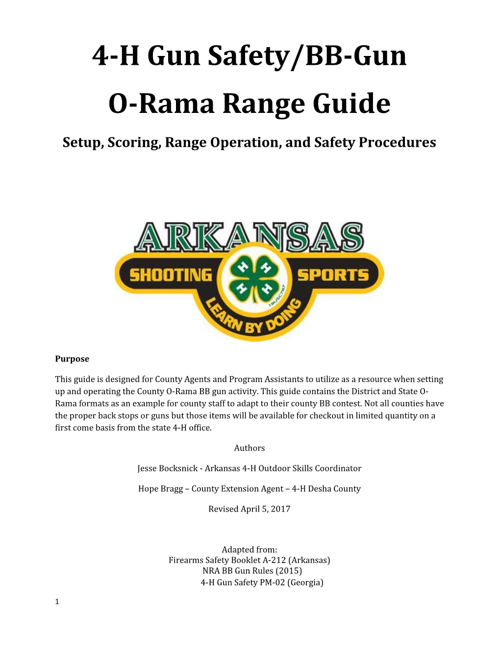 4-H Gun Safety/BB-Gun O-Rama Range Guide - DocsLib