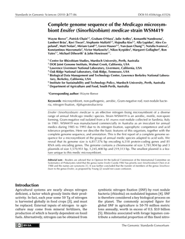 Ensifer (Sinorhizobium) Medicae Strain WSM419