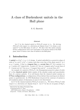 A Class of Buekenhout Unitals in the Hall Plane