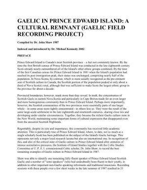 A Cultural Remnant (Gaelic Field Recording Project)