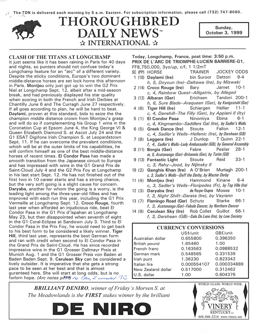 1C5 DAILY NEWS" October 3, 1999 Ft INTERNATIONAL Ft