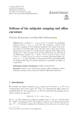 Solitons of the Midpoint Mapping and Affine Curvature