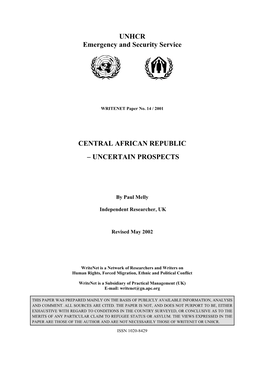 Central African Republic – Uncertain Prospects