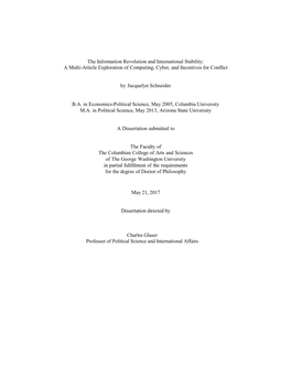 The Information Revolution and International Stability: a Multi-Article Exploration of Computing, Cyber, and Incentives for Conflict
