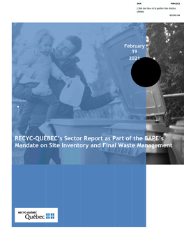 RECYC-QUÉBEC's Sector Report As Part of the BAPE's Mandate on Site