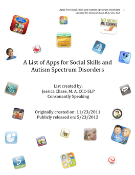 A List of Apps for Social Skills and Autism Spectrum Disorders