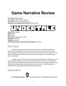 Game Narrative Review