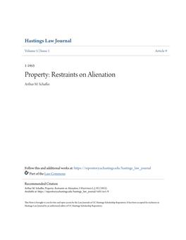 Property: Restraints on Alienation Arthur M