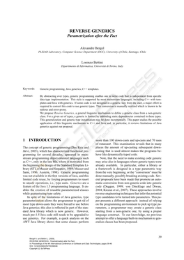 REVERSE GENERICS Parametrization After the Fact