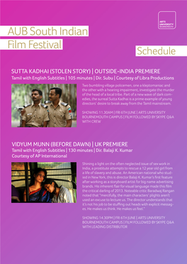 AUB South Indian Film Festival Schedule