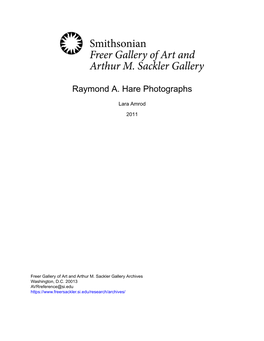 Raymond A. Hare Photographs