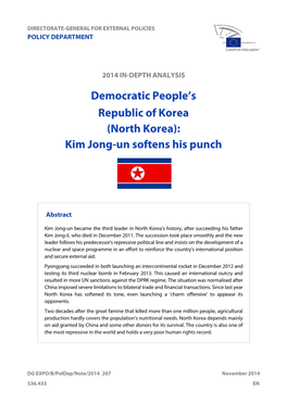 North Korea): Kim Jong-Un Softens His Punch