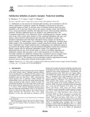 Subduction Initiation at Passive Margins: Numerical Modeling K