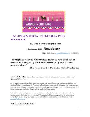 Alexandria Celebrates Women 100 Years of Women’S Right to Vote
