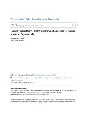But the Holy Spirit Can, As I Advocate for African American Boys and Men