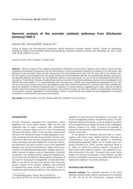 Genomic Analysis of the Aromatic Catabolic Pathways from Silicibacter Pomeroyi DSS-3