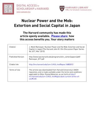 Nuclear Power and the Mob: Extortion and Social Capital in Japan
