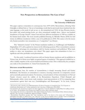 New Perspectives on Retranslation: the Case of Iran1