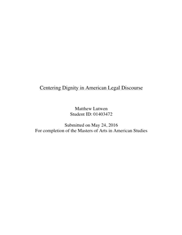 Centering Dignity in American Legal Discourse