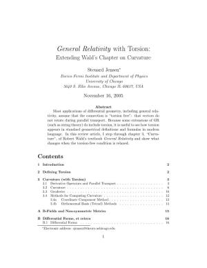General Relativity with Torsion: Extending Wald’S Chapter on Curvature