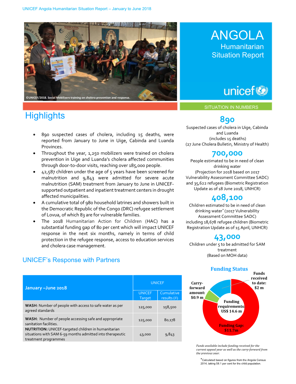 Angola Humanitarian Situation Report – January to June 2018