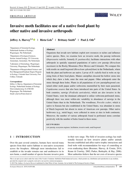Invasive Moth Facilitates Use of a Native Food Plant by Other Native and Invasive Arthropods