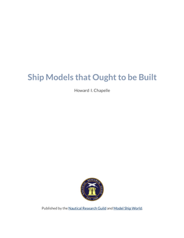 Ship Models That Ought to Be Built