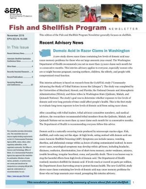 November 2016 Fish and Shellfish Program Newsletter