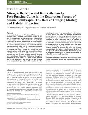 Nitrogen Depletion and Redistribution by Freeranging Cattle in the Restoration Process of Mosaic Landscapes: the Role of Foragin