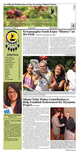 On Miami Tribe Makes Contribution to Help